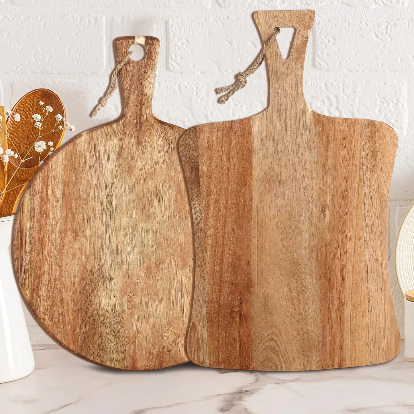 Two-Piece Acacia Wood Cutting / Charcuterie Board Set